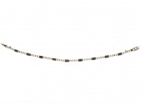 Art Deco Silver Thin Blue & White Paste Bracelet