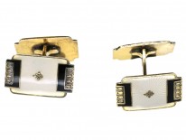 Norwegian Silver Gilt & Enamel Cufflinks by Aksel Holmsen