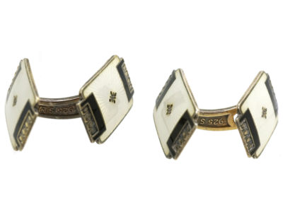 Norwegian Silver Gilt & Enamel Cufflinks by Aksel Holmsen