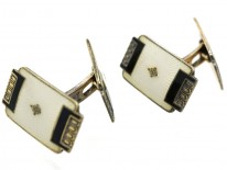 Norwegian Silver Gilt & Enamel Cufflinks by Aksel Holmsen