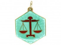 “Libra” Silver Gilt & Enamel Pendant by David Andersen
