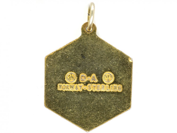 “Libra” Silver Gilt & Enamel Pendant by David Andersen