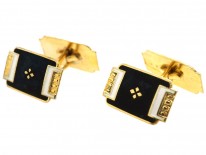 Norwegian Silver Gilt & Enamel Cufflinks by Aksel Holmsen