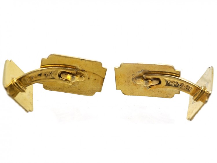 Norwegian Silver Gilt & Enamel Cufflinks by Aksel Holmsen
