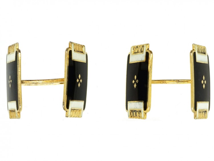 Norwegian Silver Gilt & Enamel Cufflinks by Aksel Holmsen