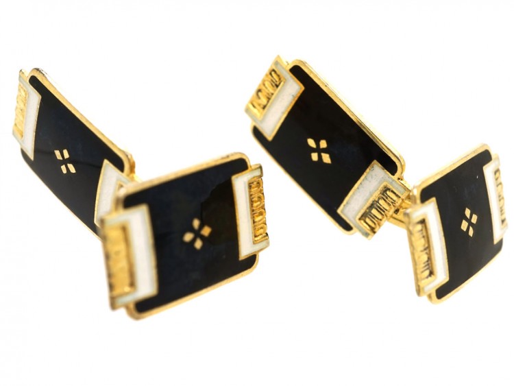 Norwegian Silver Gilt & Enamel Cufflinks by Aksel Holmsen