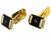 Norwegian Silver Gilt & Enamel Cufflinks by Aksel Holmsen