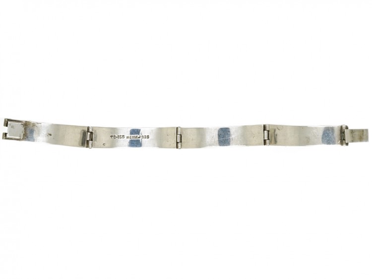 Mexican Silver Bracelet With Navaho Motifs in Turquoise