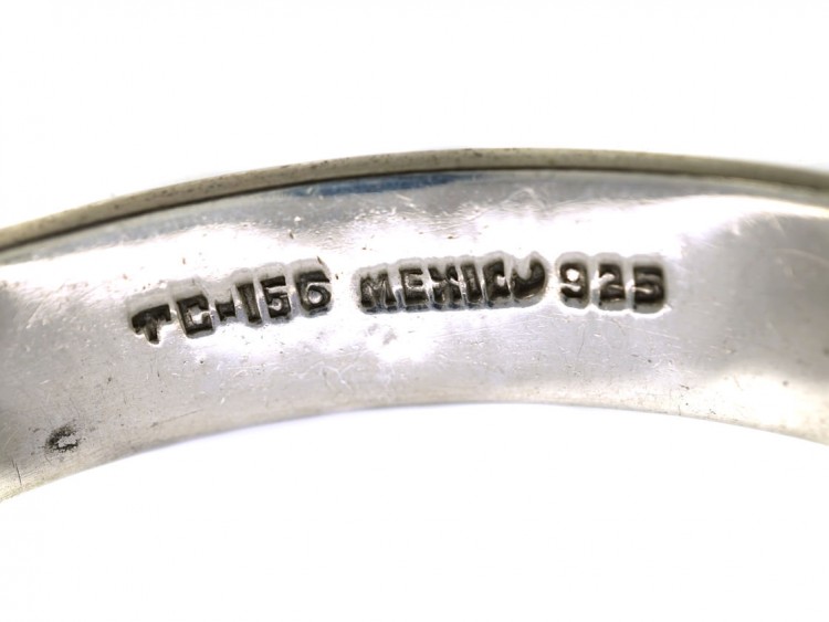 Mexican Silver Bracelet With Navaho Motifs in Turquoise