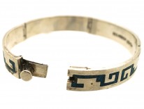 Mexican Silver Bracelet With Navaho Motifs in Turquoise