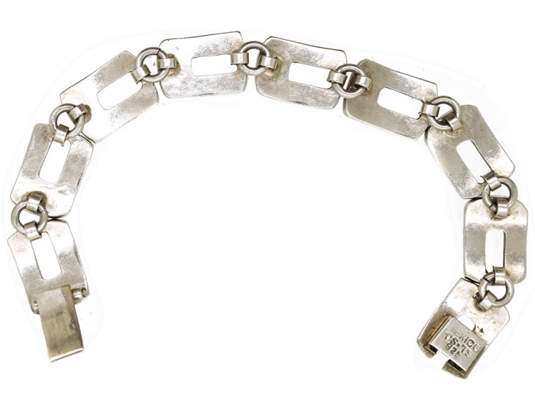 Mexican Silver Bracelet Inlaid with Lapis & Malachite Chips