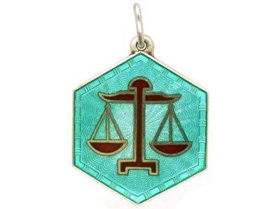 Libra Silver Gilt & Enamel Pendant by David Andersen