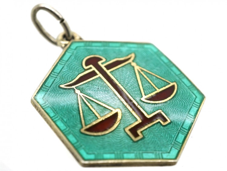 Libra Silver Gilt & Enamel Pendant by David Andersen
