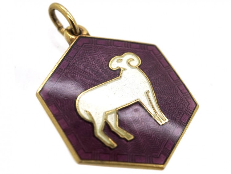 Aries Silver Gilt & Enamel Pendant Attributed to David Andersen