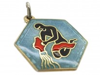 Aquarius Silver Gilt & Enamel Pendant Attributed to David Andersen
