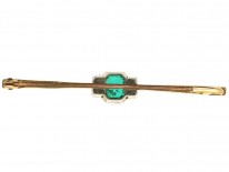 9ct Gold Art Deco Brooch Set With an Emerald Paste