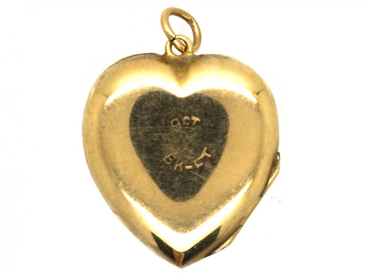 9ct Back & Front Sunburst Design Heart Locket