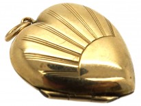 9ct Back & Front Sunburst Design Heart Locket