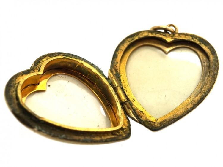 9ct Back & Front Sunburst Design Heart Locket