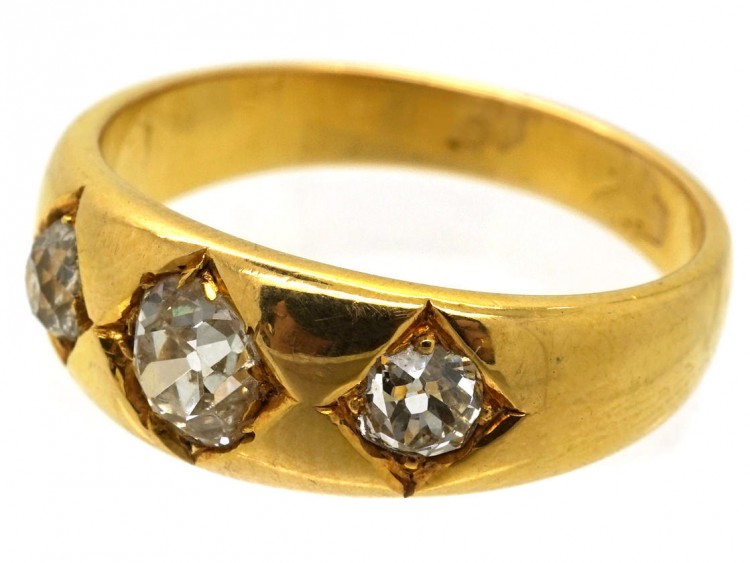 Victorian 18ct Gold, Three Stone Diamond Ring