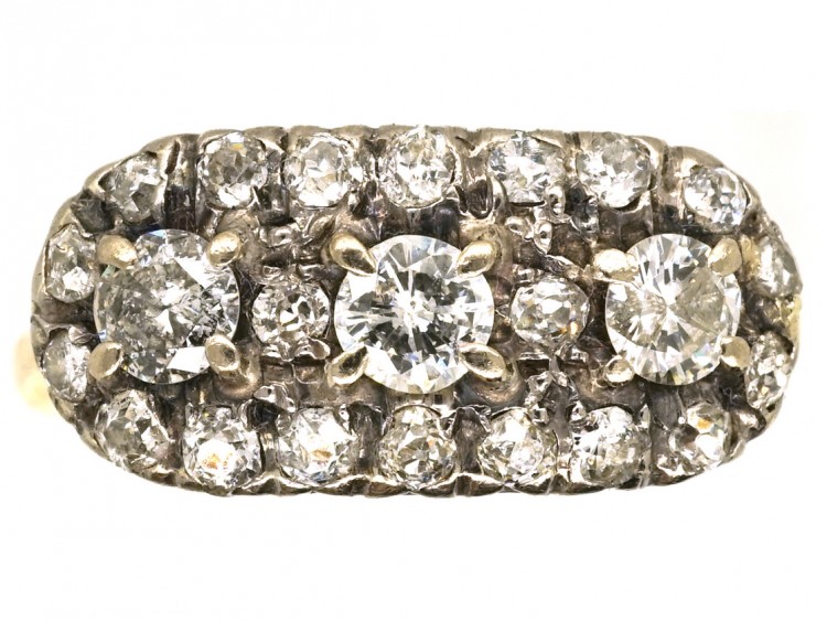 Edwardian 18ct Gold Three Stone Cluster Ring