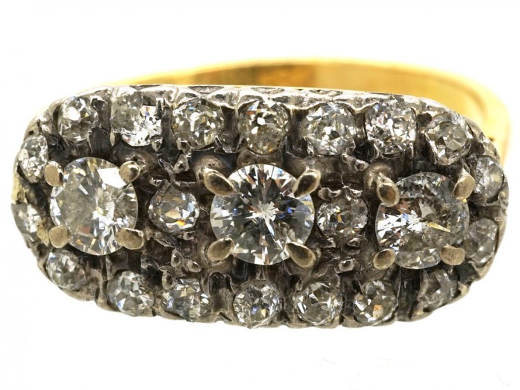 Edwardian 18ct Gold Three Stone Cluster Ring
