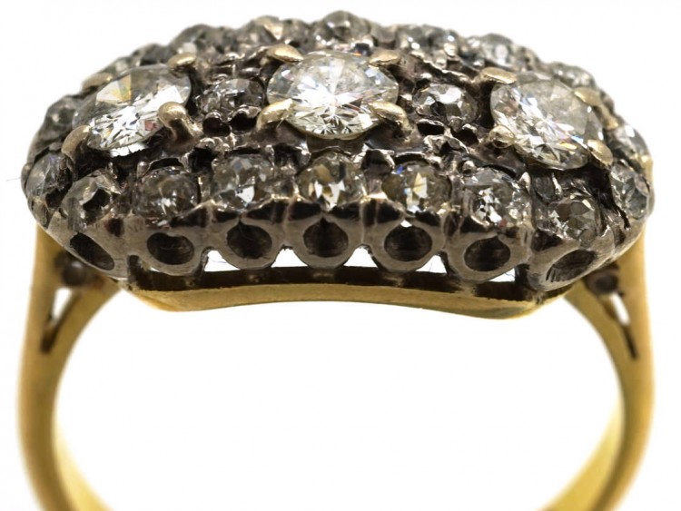 Edwardian 18ct Gold Three Stone Cluster Ring