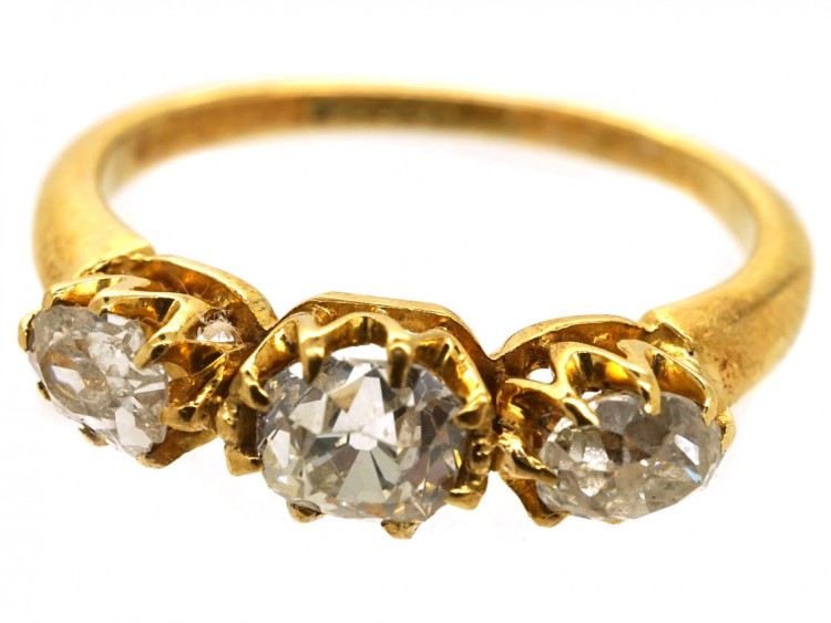 Edwardian 18ct Gold Three Stone Diamond Ring