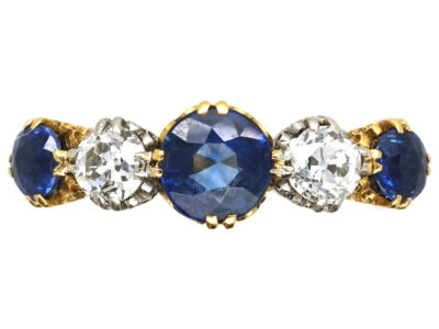 Edwardian 18ct Gold, Sapphire & Diamond Five Stone Ring