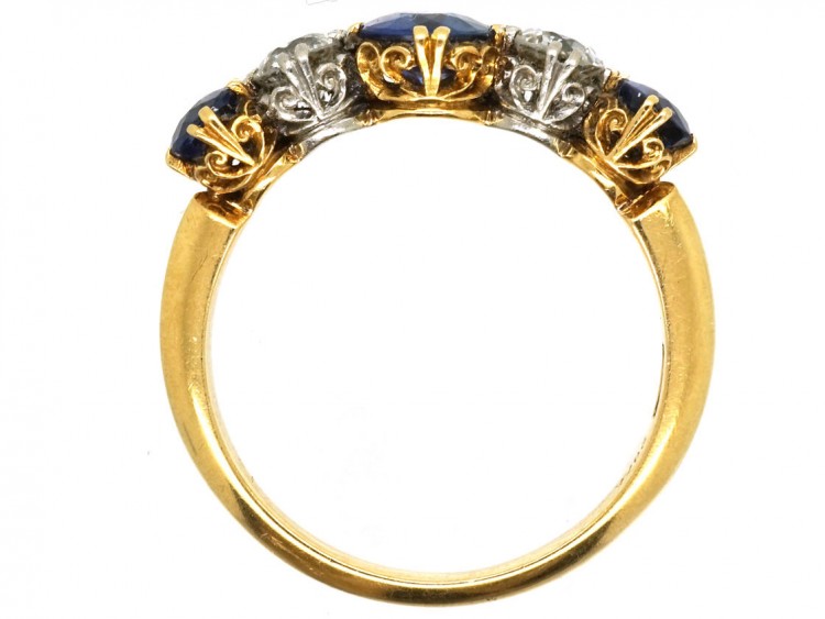 Edwardian 18ct Gold, Sapphire & Diamond Five Stone Ring