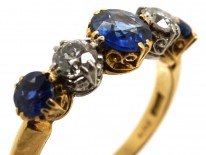 Edwardian 18ct Gold, Sapphire & Diamond Five Stone Ring