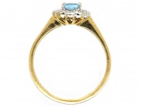 18ct Gold Aquamarine & Diamond Oval Cluster Ring