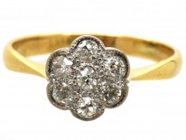Edwardian 18ct Gold, Platinum & Diamond Cluster Ring