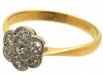 Edwardian 18ct Gold, Platinum & Diamond Cluster Ring