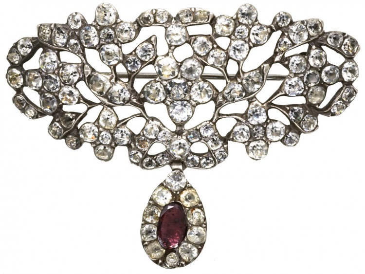 Georgian Silver, Garnet & Paste Brooch