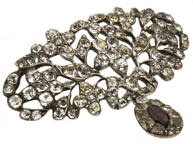 Georgian Silver, Garnet & Paste Brooch