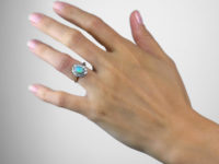 Edwardian 18ct Gold, Platinum, Opal & Diamond Oval Cluster Ring