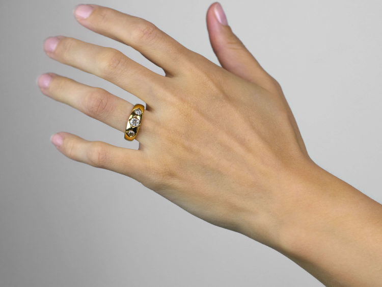 Victorian 18ct Gold, Three Stone Diamond Ring