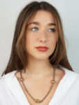 Victorian 15ct Gold Chain With Three Etruscan Design Beads