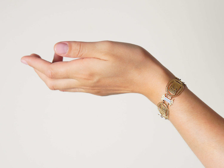 French 18ct Gold & Enamel Regency Bracelet