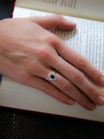 Edwardian 18ct & Platinum Sapphire & Diamond Cluster Ring