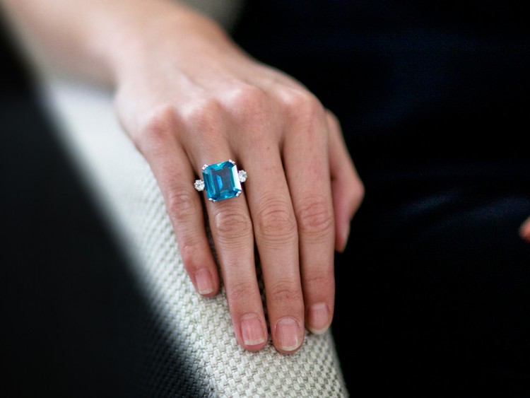 18ct White Gold, Aquamarine & Diamond Ring