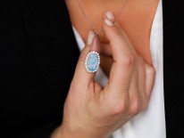 Edwardian Platinum Diamond & Opal Pendant on Platinum Chain