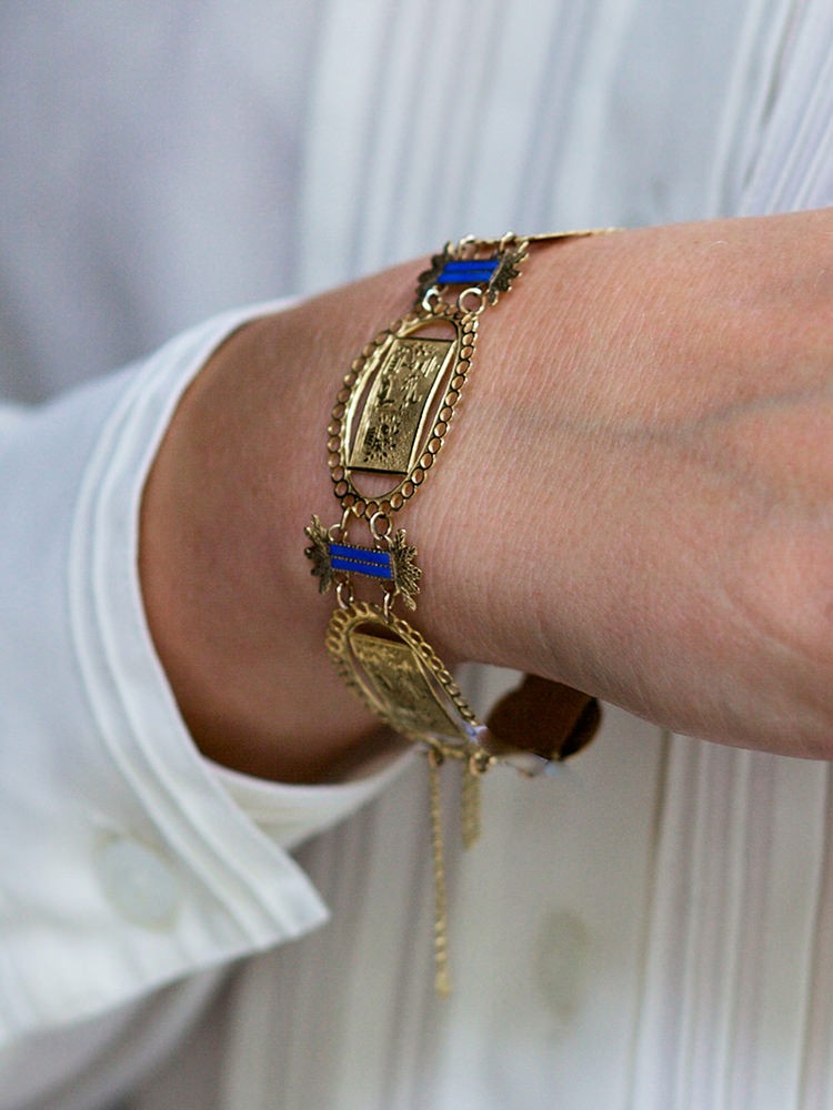French 18ct Gold & Enamel Regency Bracelet