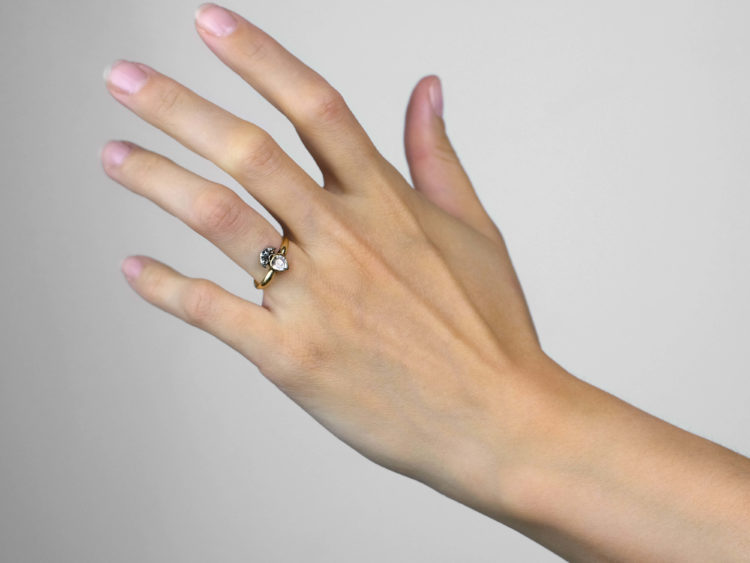 18ct Gold Stuart Heart & Crown Rock Crystal Ring