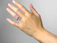 Art Deco 18ct Gold & Platinum, Diamond & Sapphire Rectangular Ring