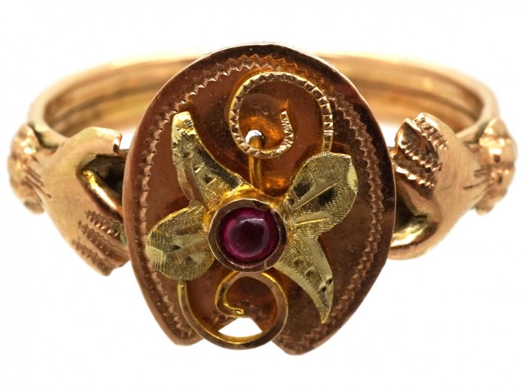 Two Colour Gold Hands & Horseshoe Ring