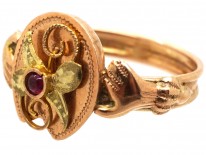 Two Colour Gold Hands & Horseshoe Ring