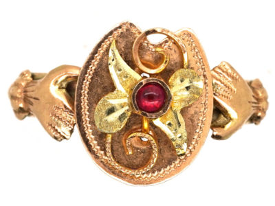Two Colour Gold Hands & Horseshoe Ring