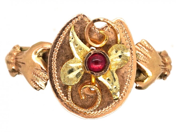 Two Colour Gold Hands & Horseshoe Ring